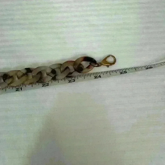 Chunky Tortoise Shell Blush Black Chain Link Statement Necklace Lightweight - Picture 3 of 5